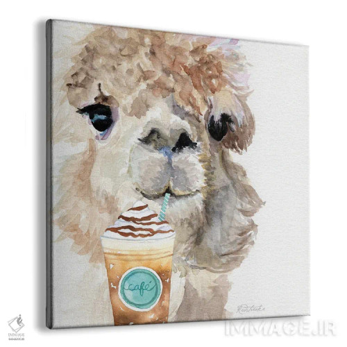 تابلو دکوراتیو آلپاکا با قهوه I اثر جنیفر رداستریک - نمای پرسپکتیو محصول