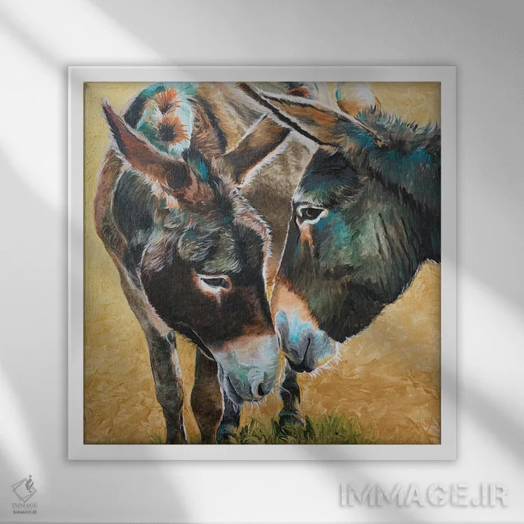 تابلو دکوراتیو دوستان الاغ اثر جنیفر رداستریک - نمای قابدار سفید