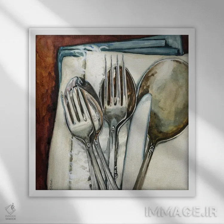 تابلو مدرن نقره قدیمی اثر جنیفر رداستریک - نمای قابدار سفید