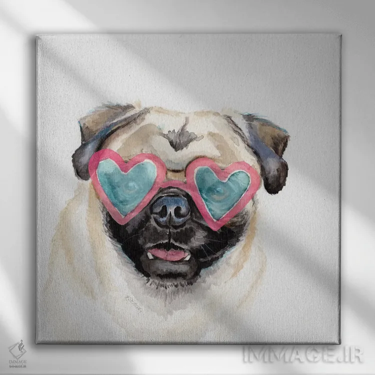 تابلو دکوراتیو عشق پاگ اثر جنیفر رداستریک - نمای روبهرو روی دیوار