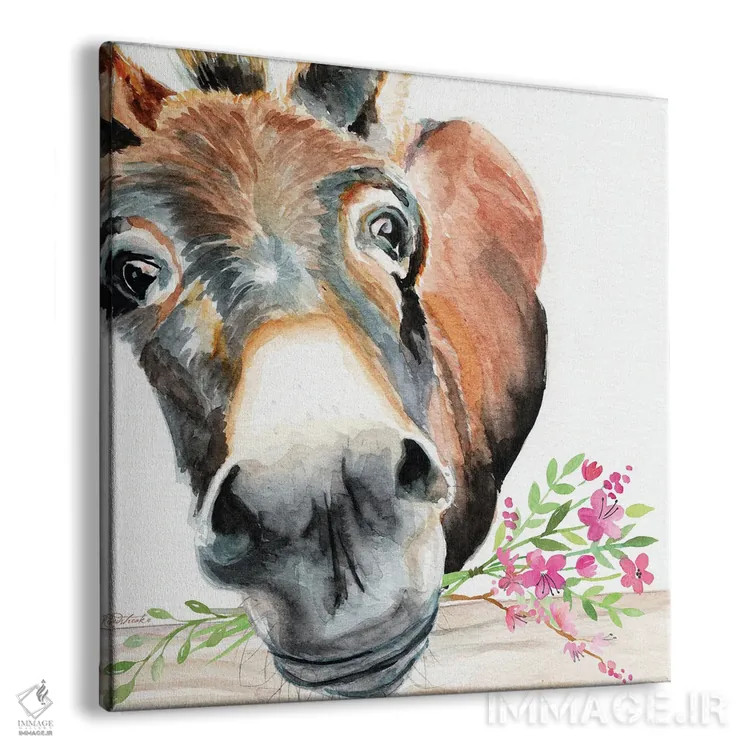 تابلو دکوراتیو الاغ با گل ها اثر جنیفر رداستریک - نمای پرسپکتیو محصول