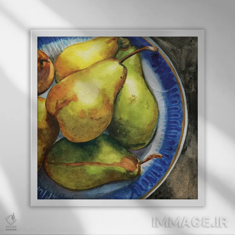 تابلو مدرن گلابی های پاریسی اثر جنیفر رداستریک - نمای قابدار سفید