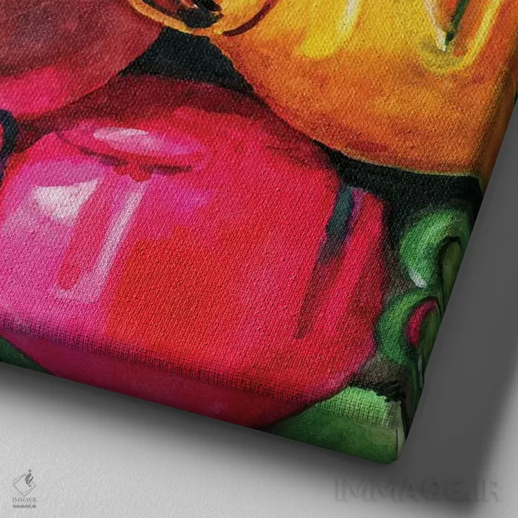 تابلو دکوراتیو شیشه پر از آدامس رنگی اثر جنیفر رداستریک - نمای نزدیک بافت بوم
