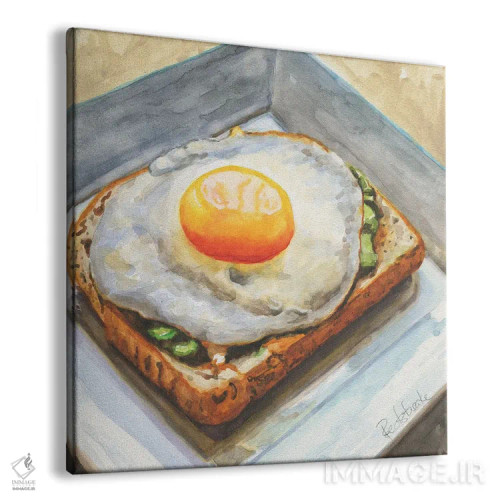تابلو دکوراتیو تخم مرغ روی نان تست اثر جنیفر رداستریک - نمای پرسپکتیو محصول