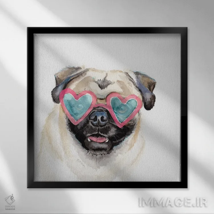 تابلو دکوراتیو عشق پاگ اثر جنیفر رداستریک - نمای قابدار مشکی