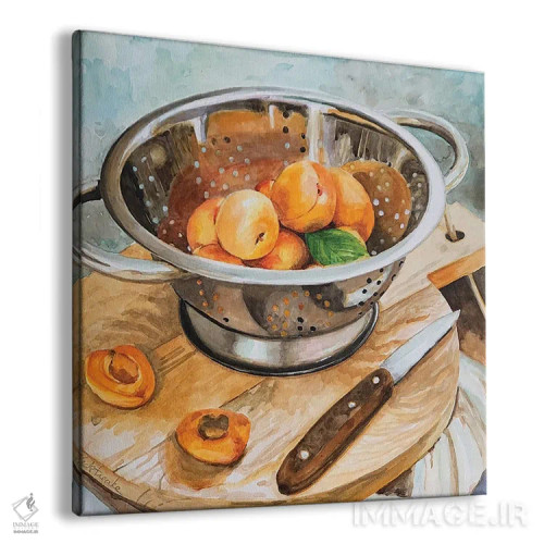 تابلو دکوراتیو زردآلو در آبکش اثر جنیفر رداستریک - نمای پرسپکتیو محصول