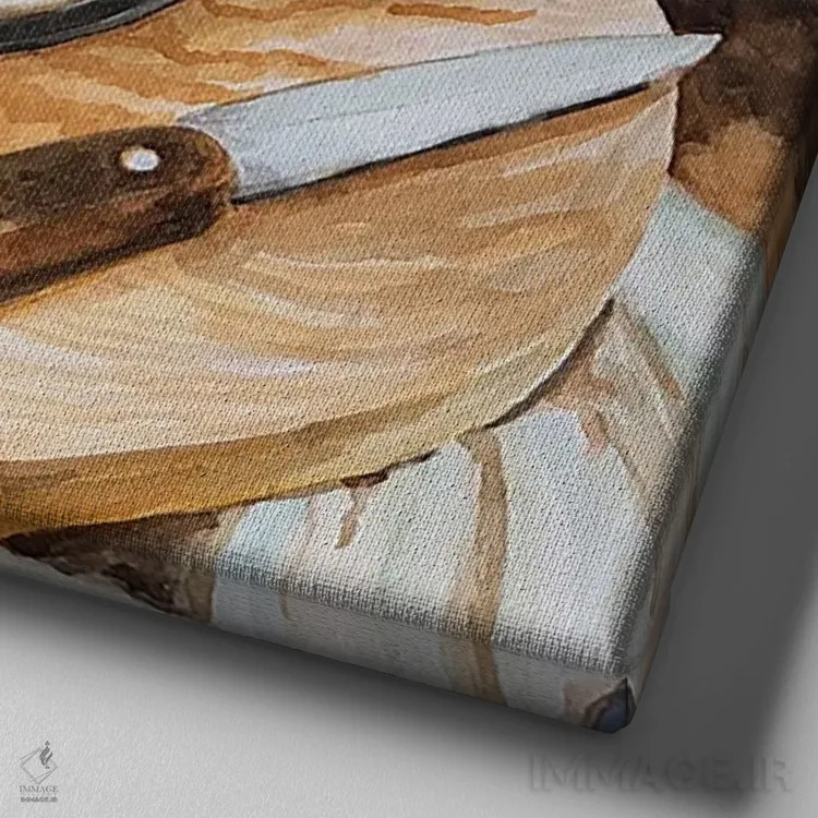 تابلو دکوراتیو زردآلو در آبکش اثر جنیفر رداستریک - نمای نزدیک بافت بوم