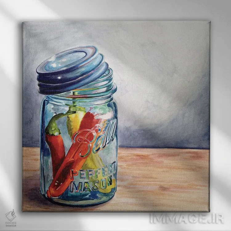 تابلو دکوراتیو تفریح با فلفل ها I اثر جنیفر رداستریک - نمای روبهرو روی دیوار