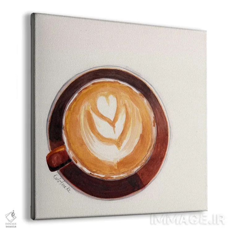 تابلو مینیمال فنجان قهوه قرمز اثر جنیفر رداستریک - نمای پرسپکتیو محصول