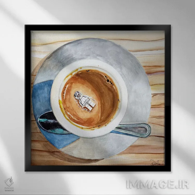 تابلو دکوراتیو مرگ شاد توسط قهوه اثر جنیفر رداستریک - نمای قابدار مشکی