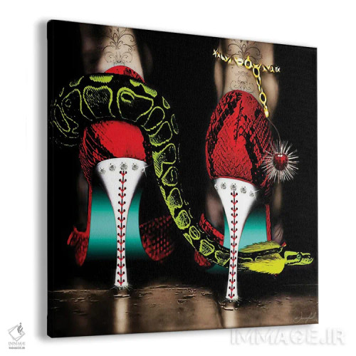 تابلو دکوراتیو کفش پاشنه بلند قرمز اثر یان رافائل - نمای پرسپکتیو محصول