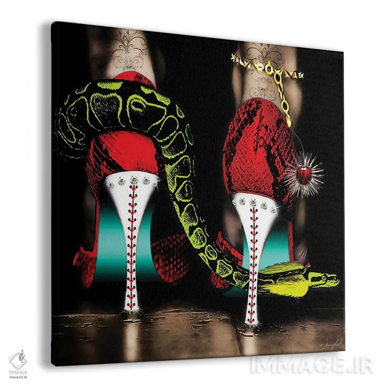 تابلو دکوراتیو کفش پاشنه بلند قرمز اثر یان رافائل - نمای پرسپکتیو محصول