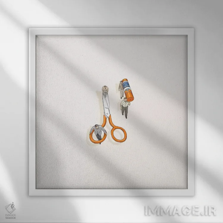 تابلو دکوراتیو برش و چسباندن اثر جیسون رتلیف - نمای قابدار سفید