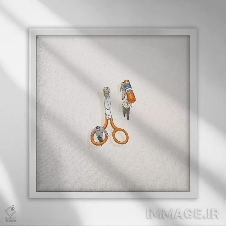 تابلو دکوراتیو برش و چسباندن اثر جیسون رتلیف - نمای قابدار سفید