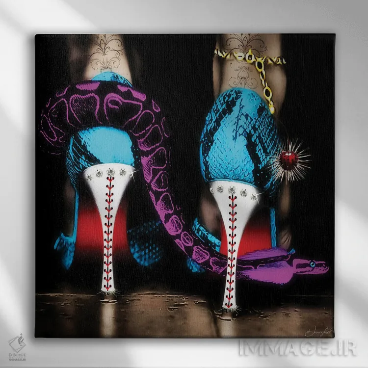 تابلو دکوراتیو کفش پاشنه بلند اثر یان رافائل - نمای روبهرو روی دیوار