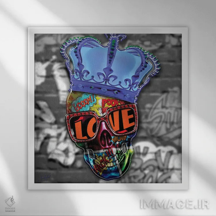 تابلو دکوراتیو پاپ اسکینگ اثر یان رافائل - نمای قابدار سفید