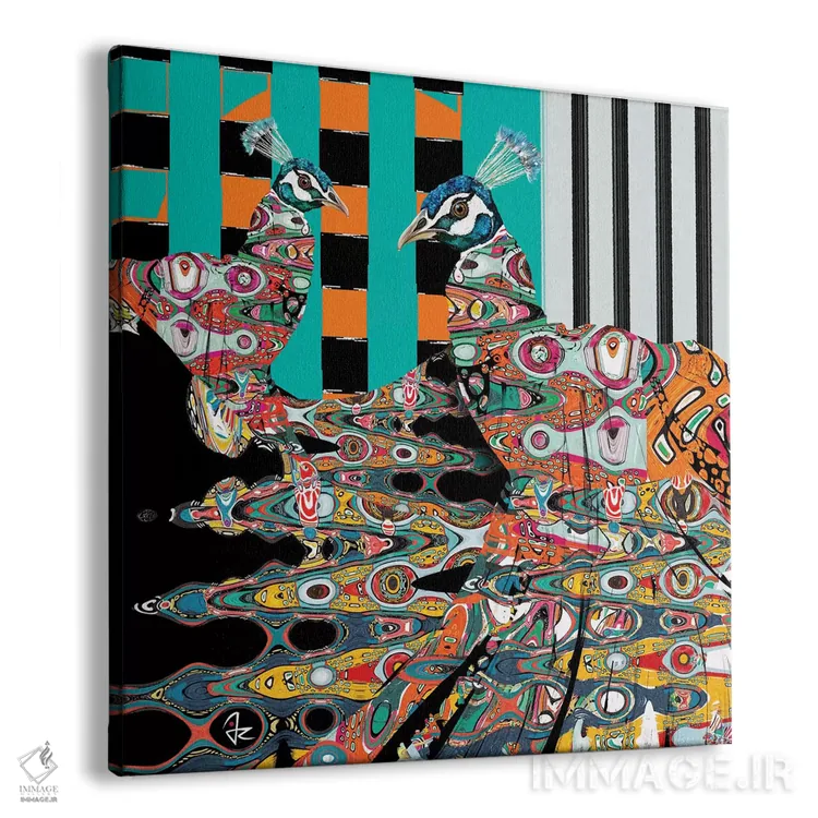 تابلو دکوراتیو طاووس ها اثر جولیو روسی - نمای پرسپکتیو محصول