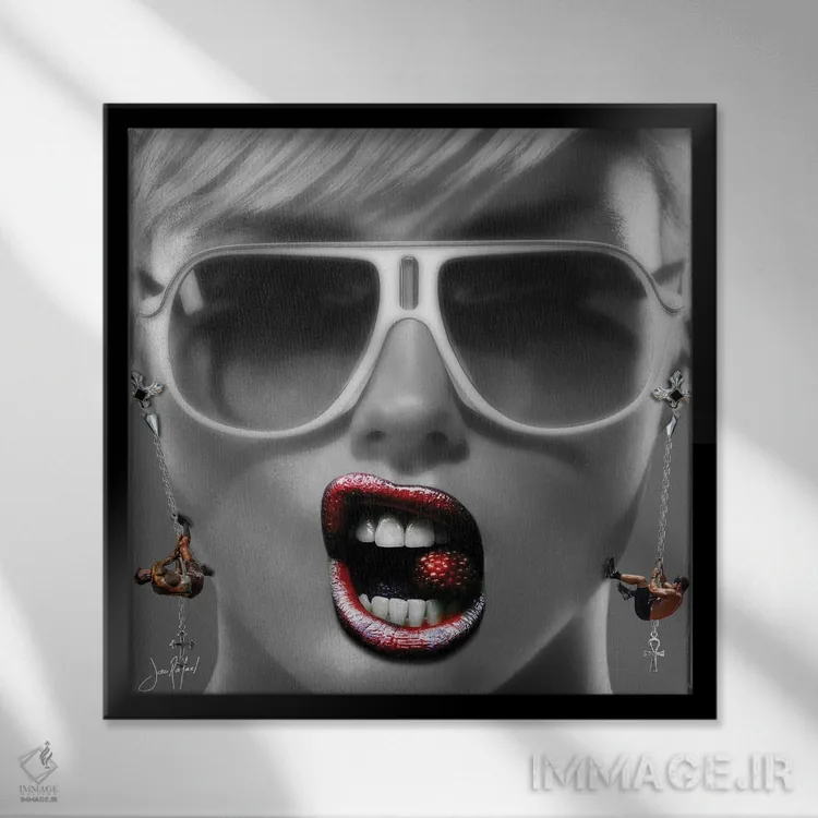 تابلو دکوراتیو ریزی اثر یان رافائل - نمای قابدار مشکی