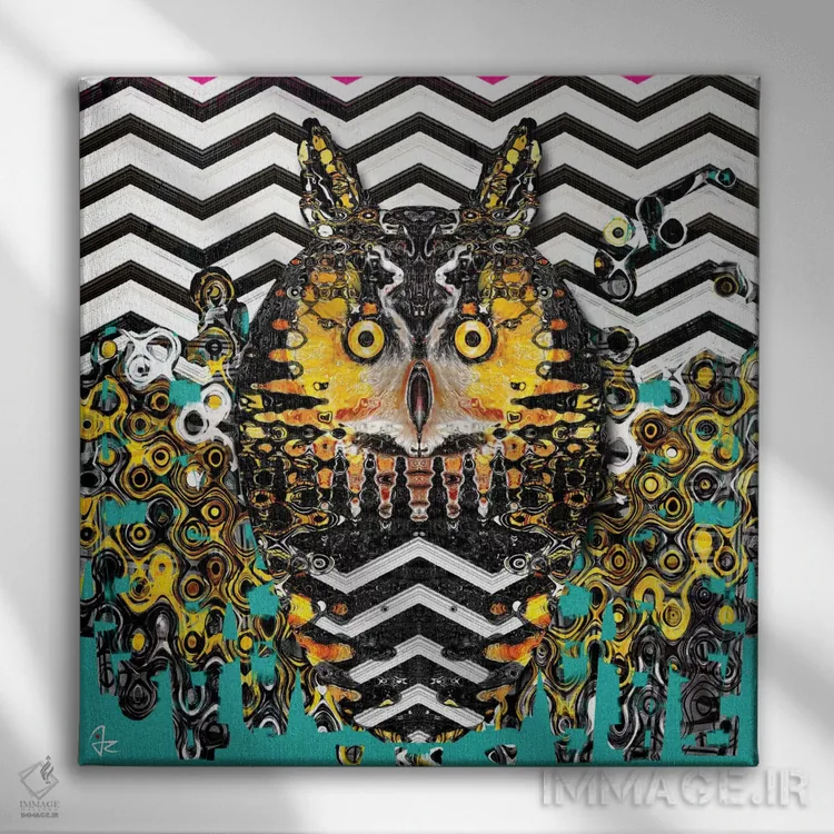 تابلو دکوراتیو جغد اثر جولیو روسی - نمای روبهرو روی دیوار