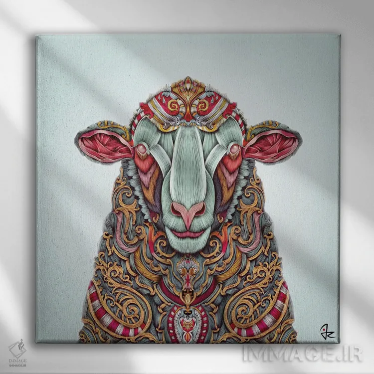 تابلو دکوراتیو گوسفند اثر جولیو روسی - نمای روبهرو روی دیوار
