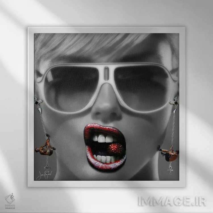 تابلو دکوراتیو ریزی اثر یان رافائل - نمای قابدار سفید