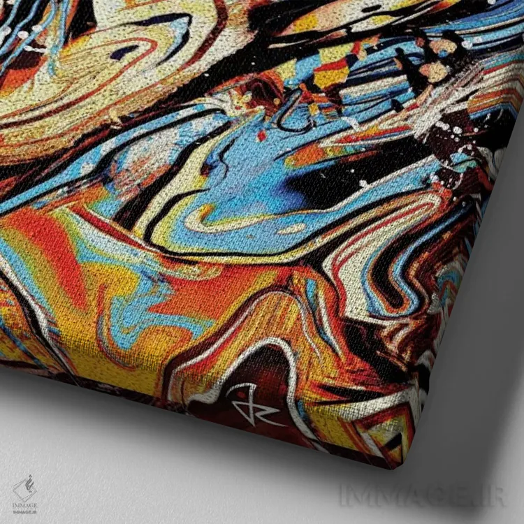 تابلو دکوراتیو شیر اثر جولیو روسی - نمای نزدیک بافت بوم