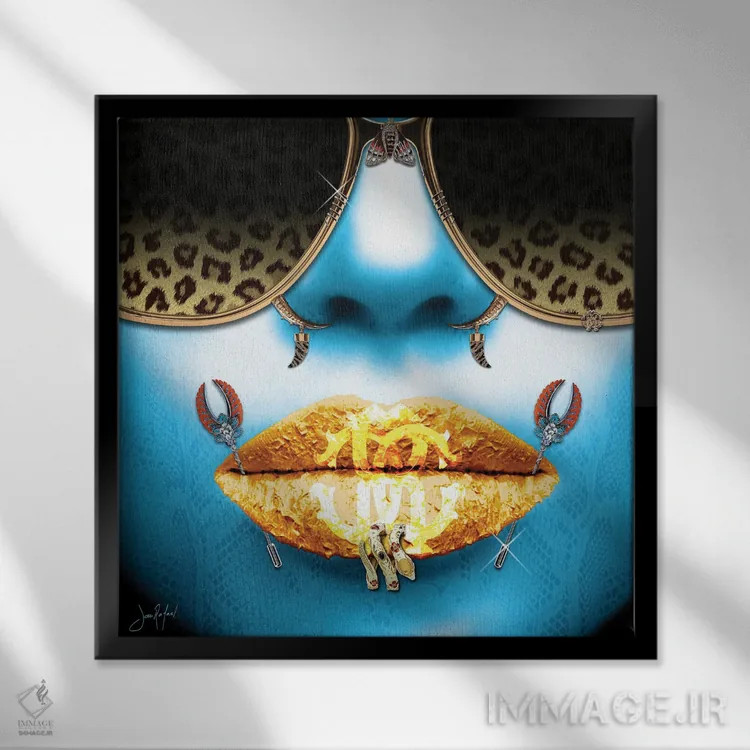 تابلو دکوراتیو آبی کاوالیتا اثر یان رافائل - نمای قابدار مشکی