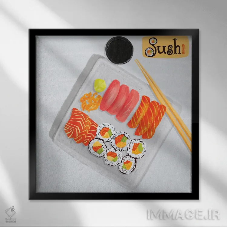 تابلو دکوراتیو سوشی دو اثر جولیت رز فیلیپس - نمای قابدار مشکی