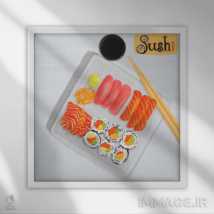 تابلو دکوراتیو سوشی دو اثر جولیت رز فیلیپس - نمای قابدار سفید