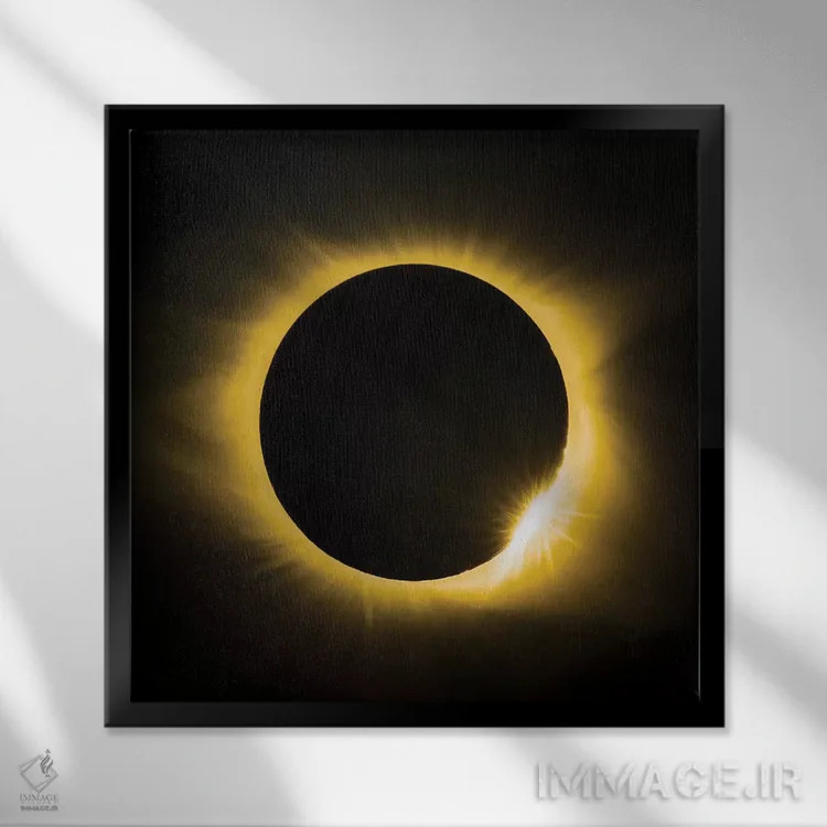 تابلو دکوراتیو کسوف با حلقه الماسی اثر عکاسی جاناتان راس - نمای قابدار مشکی
