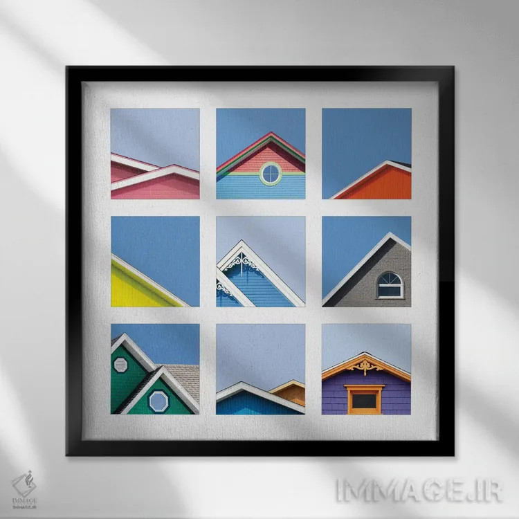 تابلو دکوراتیو Canada,کلاژ بام های جزایر مگدالن، کانادا اثر جین ریکس - نمای قابدار مشکی