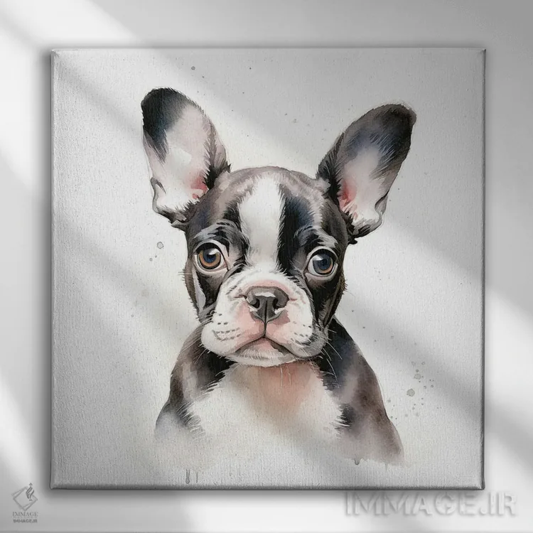 تابلو دکوراتیو توله بوستون تریر اثر جین ریکس - نمای روبهرو روی دیوار
