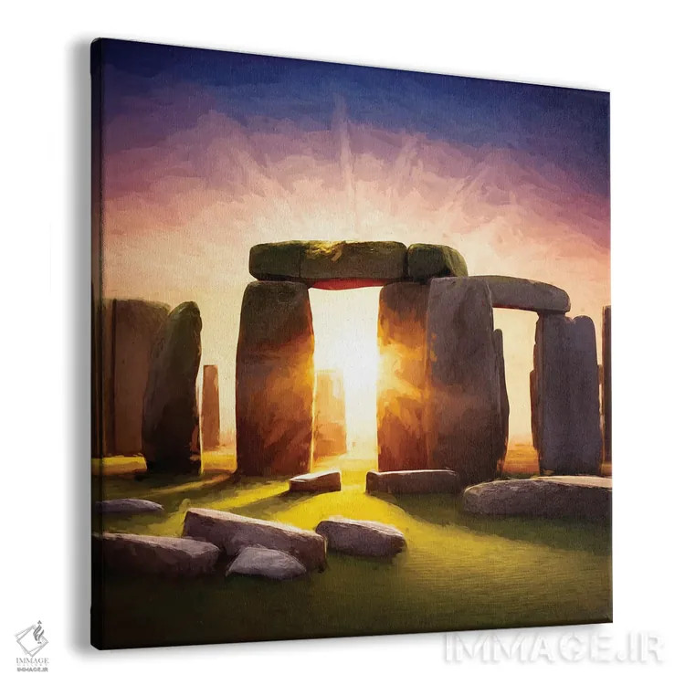 تابلو دکوراتیو نقاشی دیجیتال استون هنج در انقلاب آفتاب اثر جین ریکس - نمای پرسپکتیو محصول