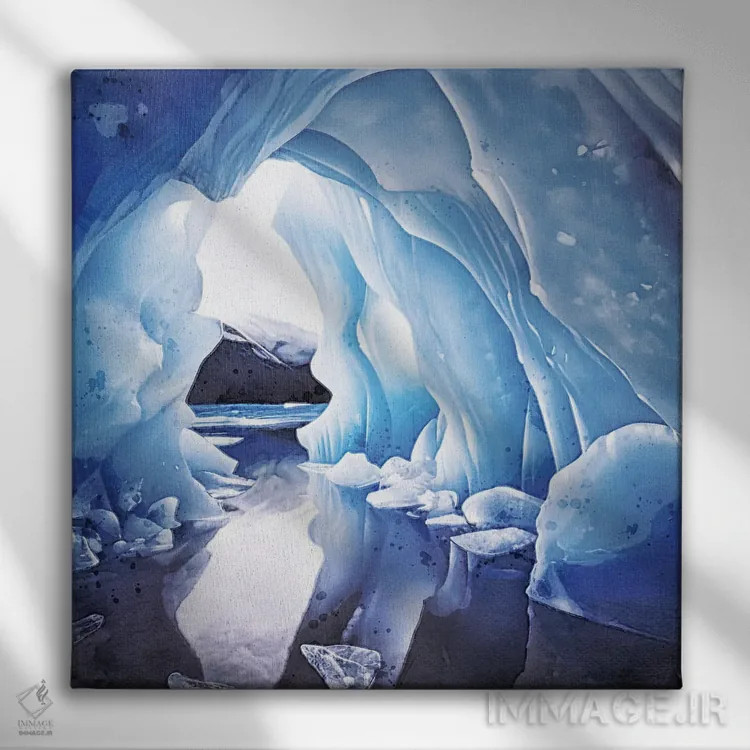 تابلو دکوراتیو آبرنگ غار یخی خیالی اثر جین ریکس - نمای روبهرو روی دیوار