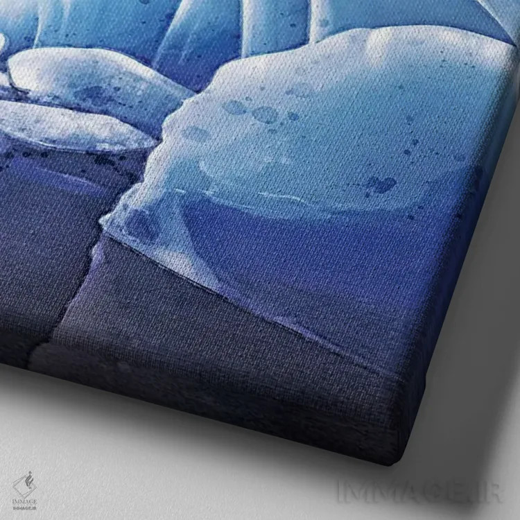 تابلو دکوراتیو آبرنگ غار یخی خیالی اثر جین ریکس - نمای نزدیک بافت بوم