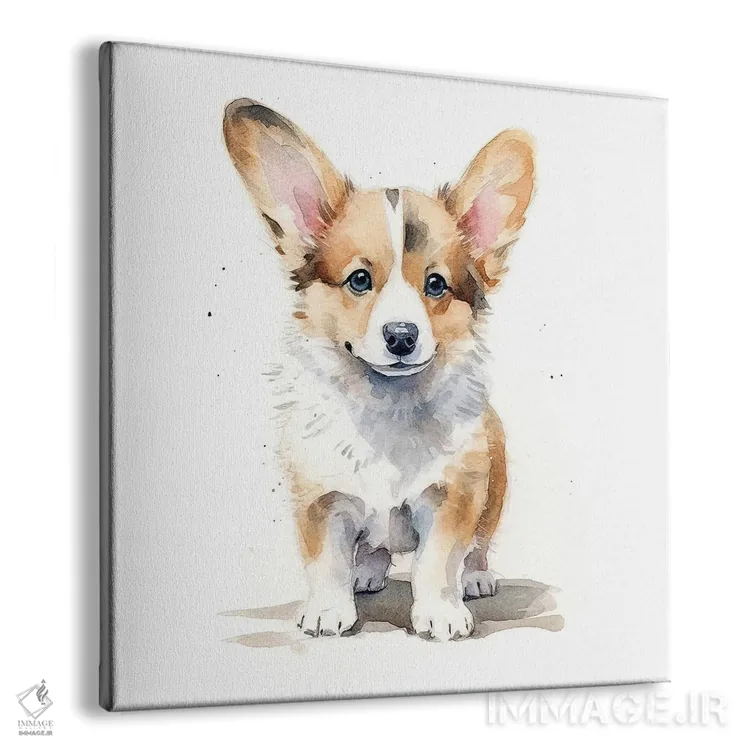 تابلو دکوراتیو توله ولش کورگی اثر جین ریکس - نمای پرسپکتیو محصول