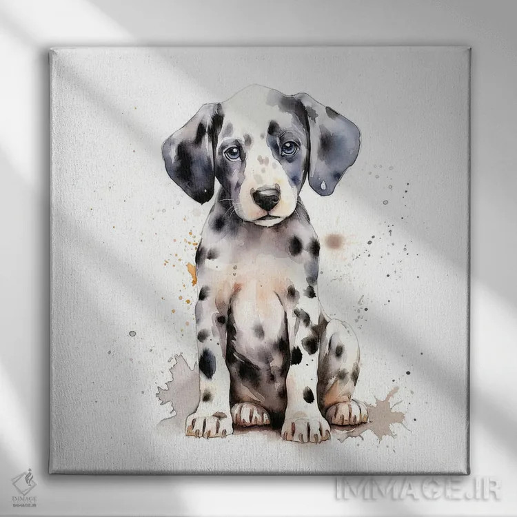 تابلو دکوراتیو توله دالماتین اثر جین ریکس - نمای روبهرو روی دیوار