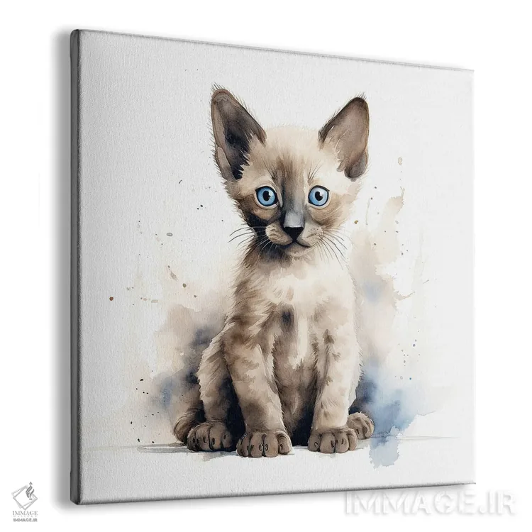 تابلو دکوراتیو بچه گربه سیامی اثر جین ریکس - نمای پرسپکتیو محصول