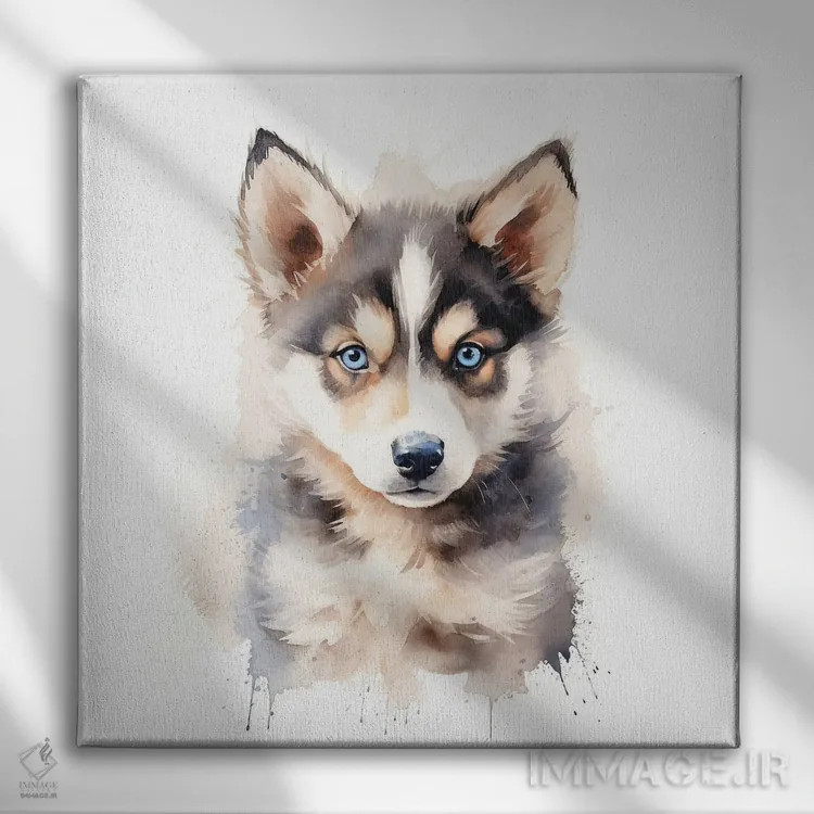 تابلو دکوراتیو توله هاسکی اثر جین ریکس - نمای روبهرو روی دیوار