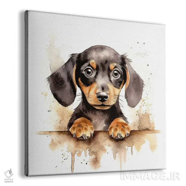 تابلو دکوراتیو داشهوند سیاه و قهوه ای اثر جین ریکس - نمای پرسپکتیو محصول