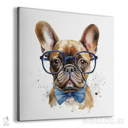 تابلو دکوراتیو فرنچی با عینک و پاپیون اثر جین ریکس - نمای پرسپکتیو محصول