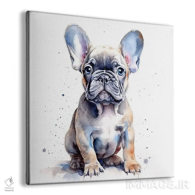 تابلو دکوراتیو توله بولداگ فرانسوی اثر جین ریکس - نمای پرسپکتیو محصول