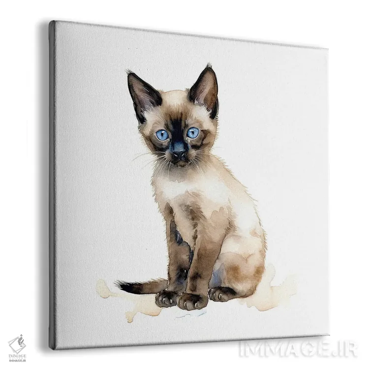 تابلو دکوراتیو بچه گربه سیامی شکلاتی اثر جین ریکس - نمای پرسپکتیو محصول
