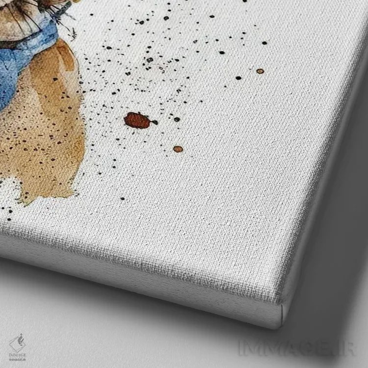 تابلو دکوراتیو فرنچی با عینک و پاپیون اثر جین ریکس - نمای نزدیک بافت بوم