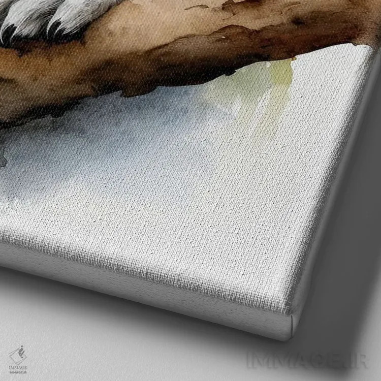 تابلو دکوراتیو کوالا روی درخت با آبرنگ اثر جین ریکس - نمای نزدیک بافت بوم