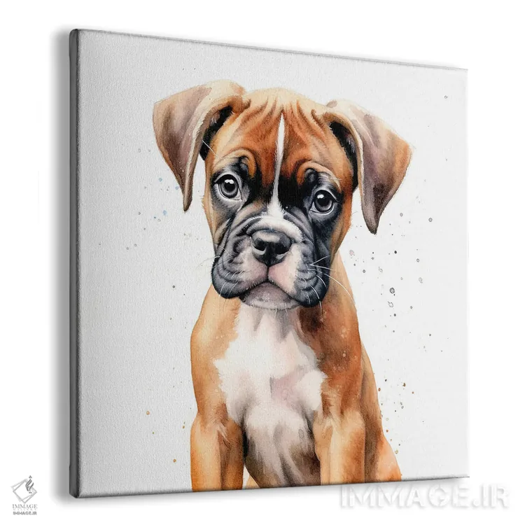 تابلو دکوراتیو پرتره توله باکسر اثر جین ریکس - نمای پرسپکتیو محصول