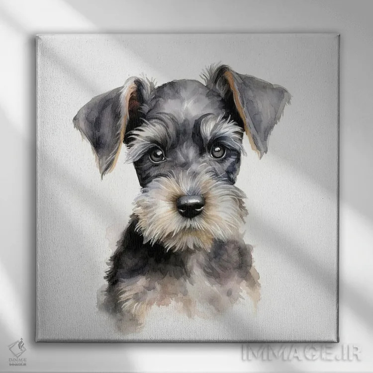تابلو دکوراتیو توله اشناوزر مینیاتوری با آبرنگ اثر جین ریکس - نمای روبهرو روی دیوار