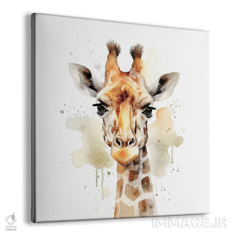 تابلو دکوراتیو صورت زرافه با آبرنگ اثر جین ریکس - نمای پرسپکتیو محصول