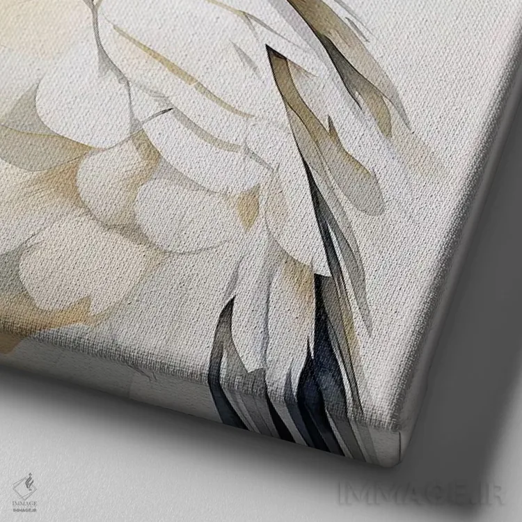 تابلو دکوراتیو کاکاتوی تاج زرد گوگردی با آبرنگ اثر جین ریکس - نمای نزدیک بافت بوم