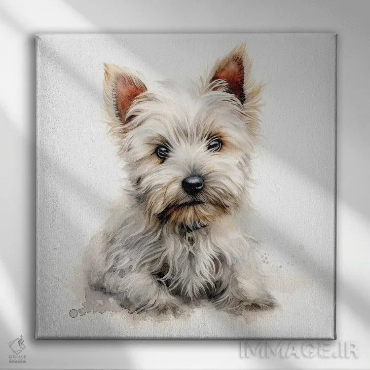 تابلو دکوراتیو توله وست هایلند تریر اثر جین ریکس - نمای روبهرو روی دیوار